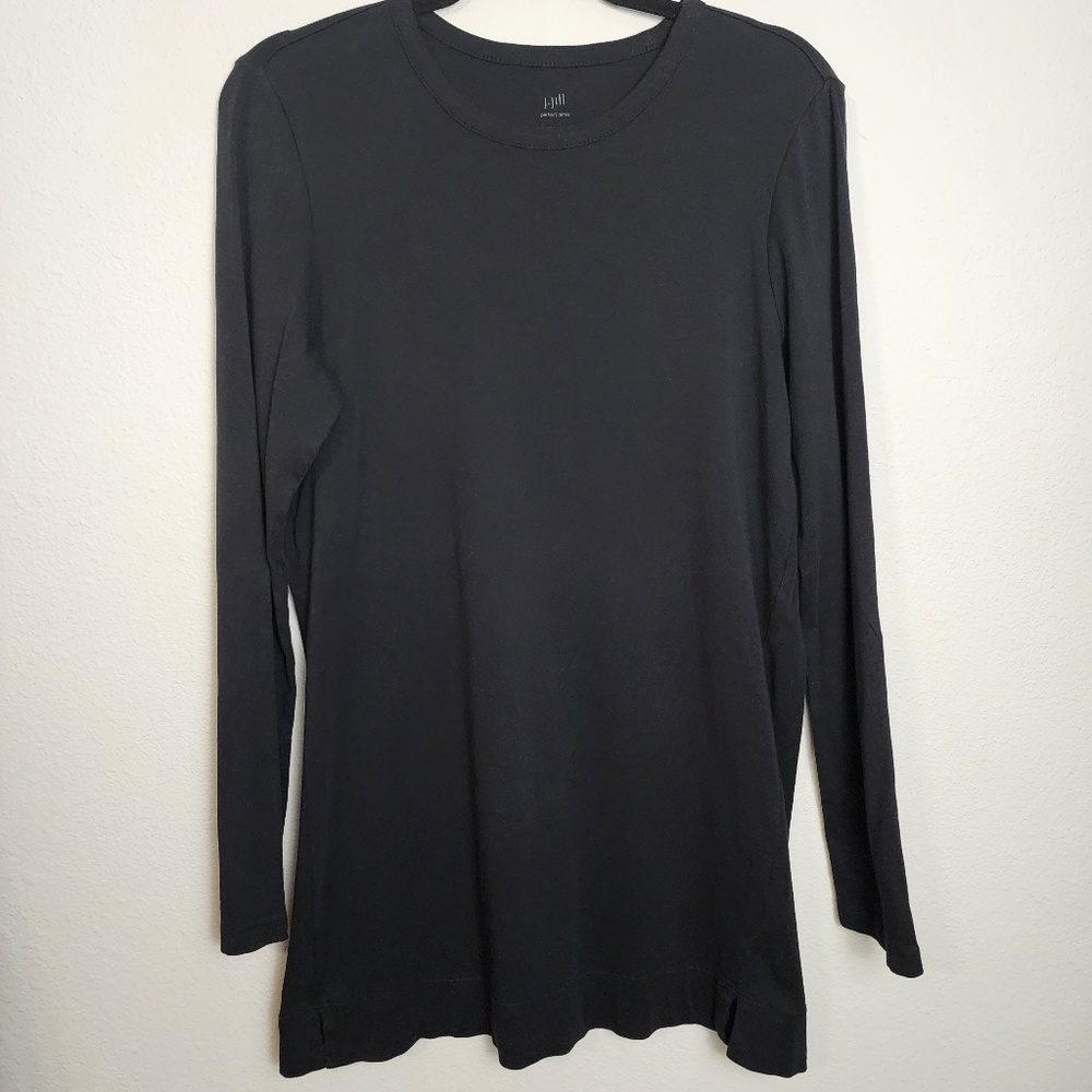 J.Jill Perfect Pima Forward Seam Long Sleeve Black Tunic Size Large